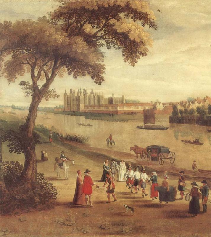 unknow artist The Thames at Richmond,with a view of Richmond Palace Spain oil painting art